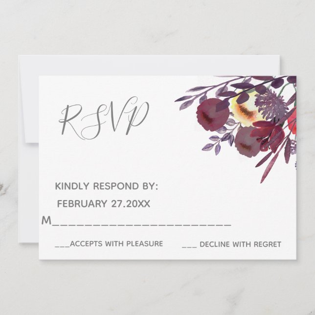 Invitation Élégant bouquet floral aquarelle boho RSVP (Devant)