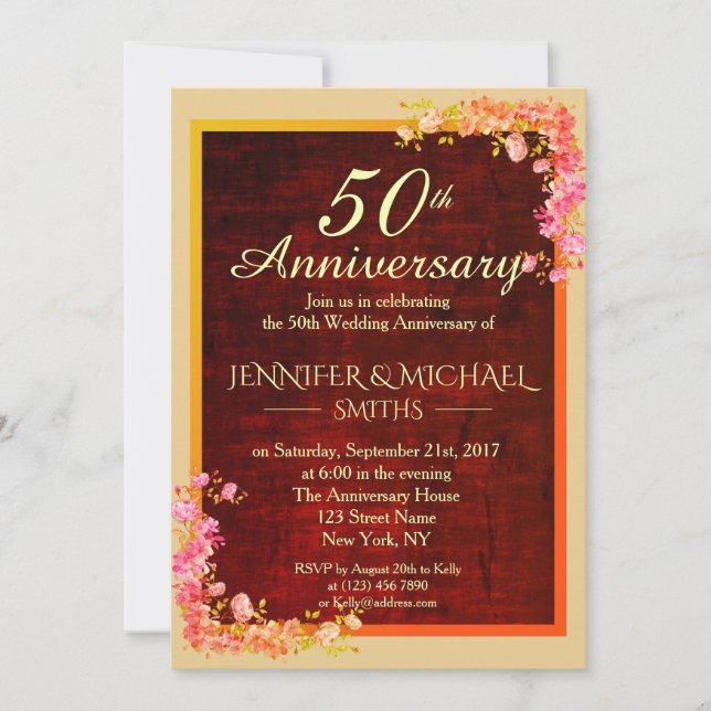 Invitation Élégant bouquet floral Mariage Anniversaire Invita (Devant)