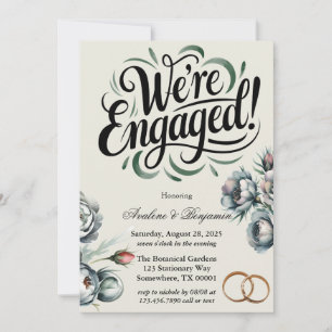Invitation Elégant Bouquet vert et gris Nous sommes engagés