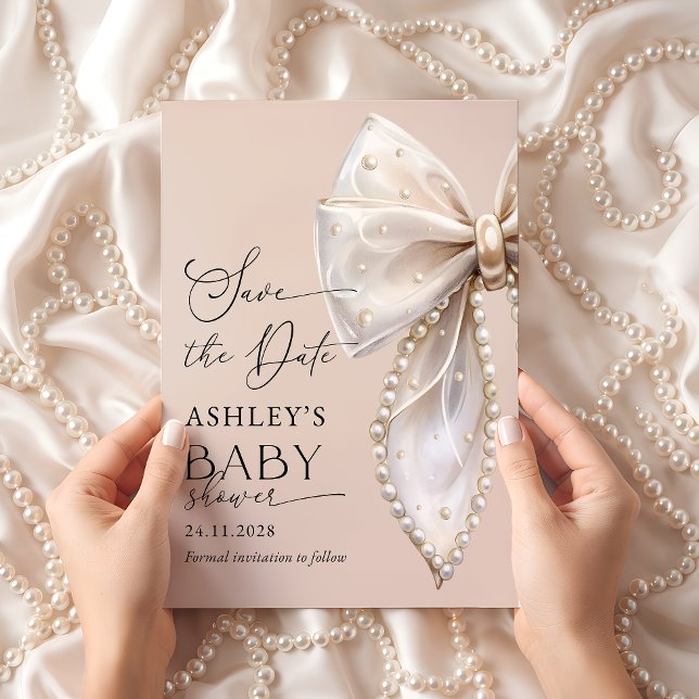 Invitation Elegant Bow Pink Save the date Baby Shower (Créateur téléchargé)