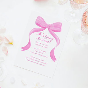 Invitation Elegant Bow She's Tying the Knot Fête des mariées