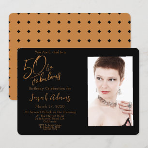 Invitation Elégant Brown 50 & Fabuleux fête d'anniversaire ph