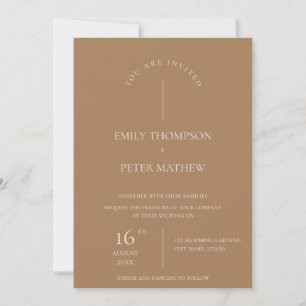 Invitation Élégant Brown minimaliste contemporain Mariage