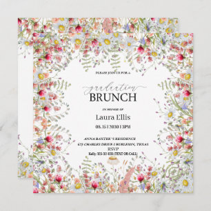 Invitation Élégant brunch de graduation florale fleur sauvage