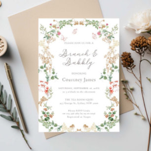 Invitation Élégant brunch de jardin de fleurs sauvages et bul
