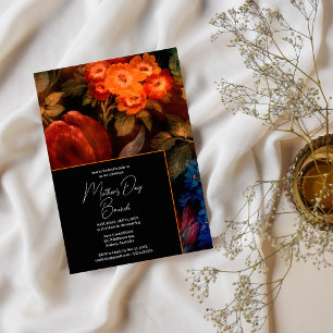 Invitation Elégant brunch de la Fête des Mères Floral Orange 