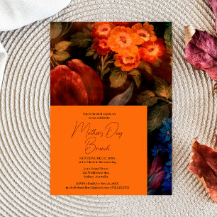 Invitation Elégant brunch de la Fête des Mères Floral Orange 