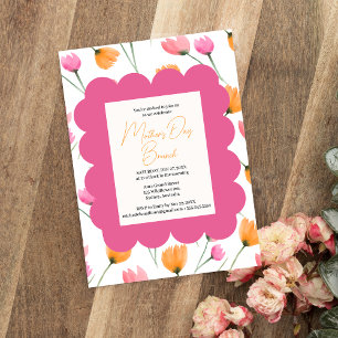 Invitation Élégant brunch de la fête des mères rose pâle
