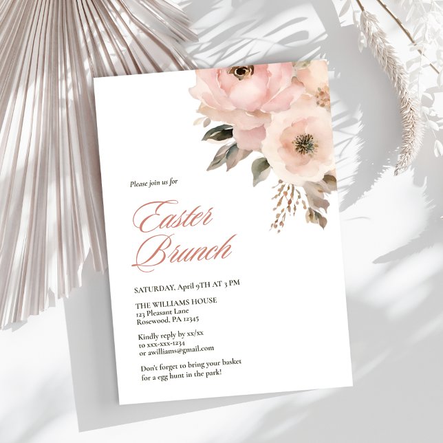 Invitation Élégant Brunch de Pâques Floral (Créateur téléchargé)