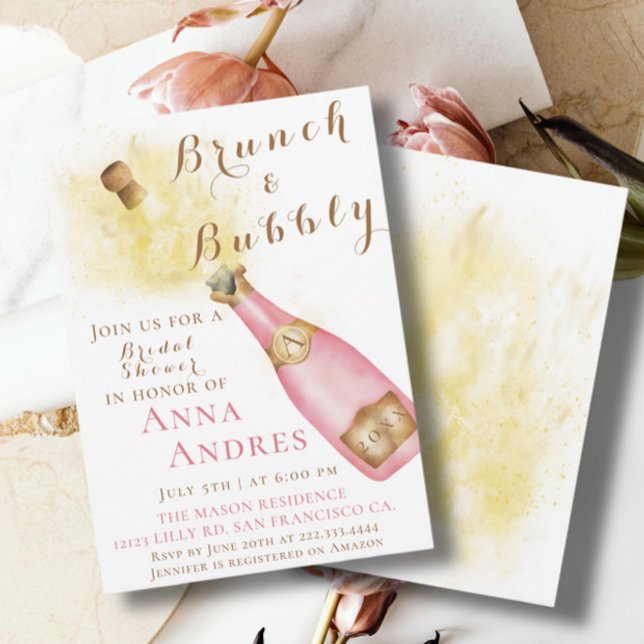 Invitation Elégant Brunch et Fête des mariées Bubbly (Créateur téléchargé)
