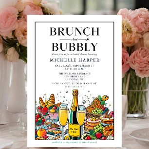 Invitation Elégant Brunch et Fête des mariées Bubbly