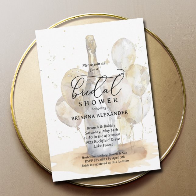 Invitation Elégant Brunch et Fête des mariées Bubbly (Elegant Brunch and Bubbly Bridal Shower Invitations)