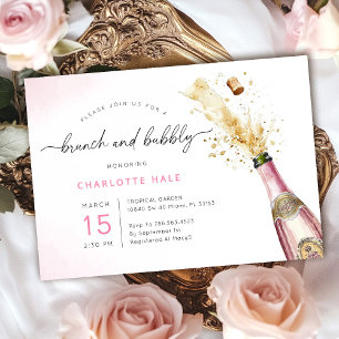 Invitation Elégant Brunch et Fête des mariées champagne Bubbl