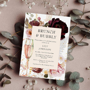Invitation Elégant Brunch & Fête des mariées rose mousseuse