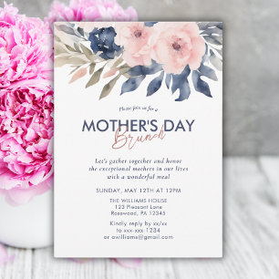 Invitation Élégant Brunch Fête des Mères Florales