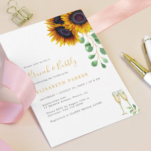 Invitation Elégant brunch feuille à l'eucalyptus floral et mo