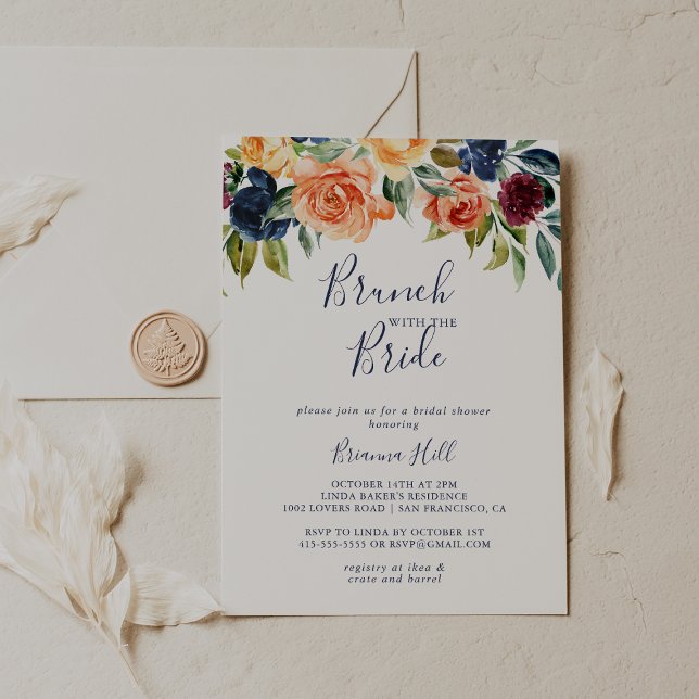 Invitation Elégant Brunch floral avec douche de mariée (Créateur téléchargé)