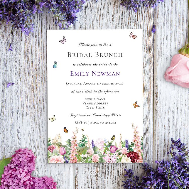 Invitation Élégant Brunch nuptial floral (Créateur téléchargé)