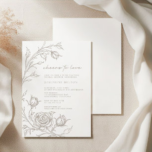 Invitation Élégant brunch pour baby shower sépia vintage