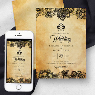 Invitation Élégant budget crâne Halloween thème Mariage