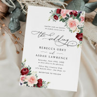 Elégant Burgundy Blush Floral Greenery Mariage