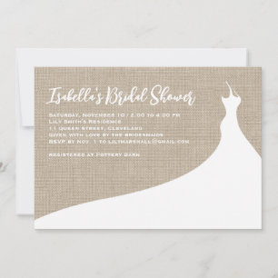 Invitation Élégant burlap d'invitation à la douche nuptiale