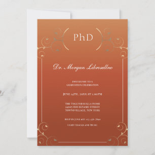 Invitation Élégant Burnt Orange PhD