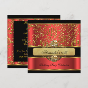 Invitation Élégant Burnt Orange Rouge or Damask Pearl Party