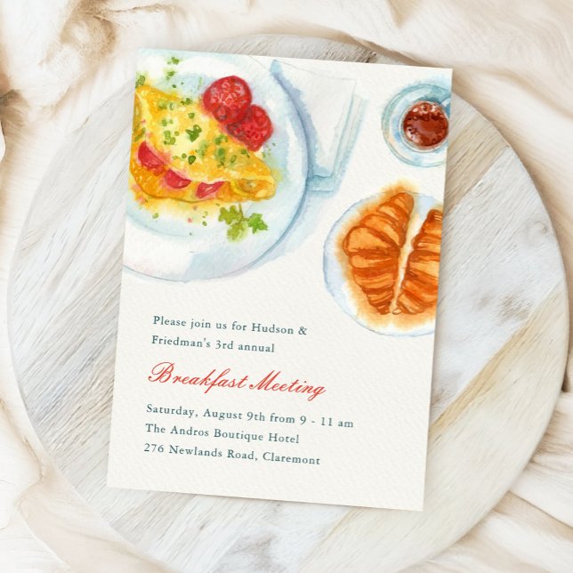 Invitation Elegant Business Watercolor Breakfast Meeting (watercolour breakfast meeting invitation)