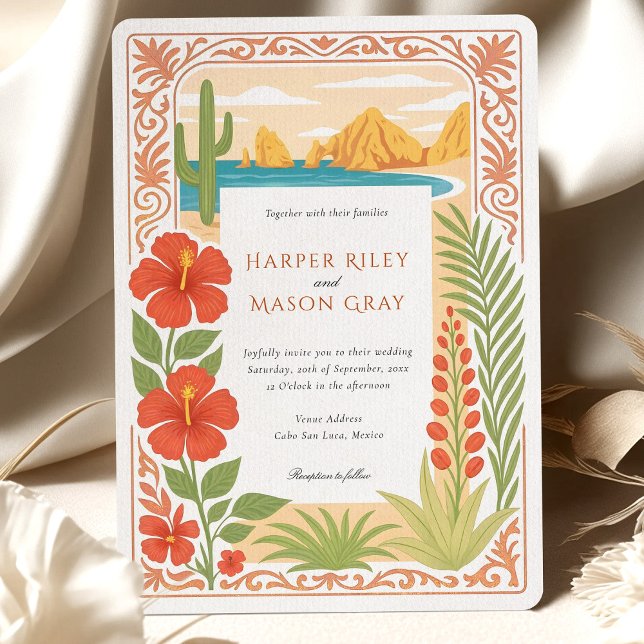 Invitation Elégant Cabo San Lucas Le Mariage Floral Arch (Créateur téléchargé)
