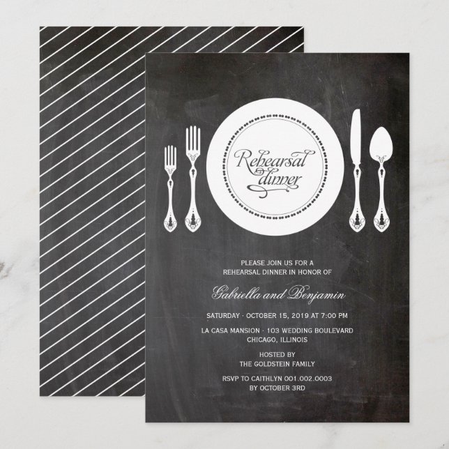 Invitation Elégant Cadre Cadre Mariage Répétition Dîner (Devant / Derrière)