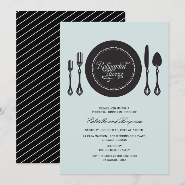 Invitation Elégant Cadre Cadre Mariage Répétition Dîner (Devant / Derrière)