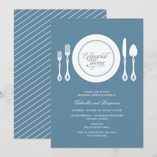 Invitation Elégant Cadre Cadre Mariage Répétition Dîner (Devant / Derrière)
