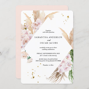 Invitation Elégant cadre de beauté Orchidées et Pampas