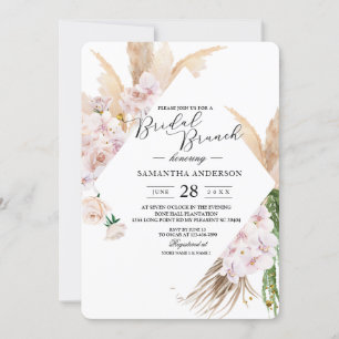 Invitation Elégant cadre de beauté Orchidées & Pampas
