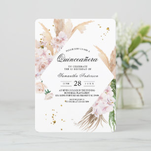 Invitation Elégant cadre de beauté Orchidées & Pampas