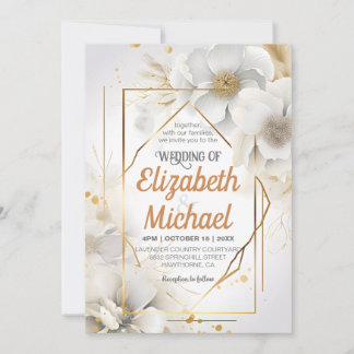 Invitation Elégant cadre de Mariage d'aquarelle blanche