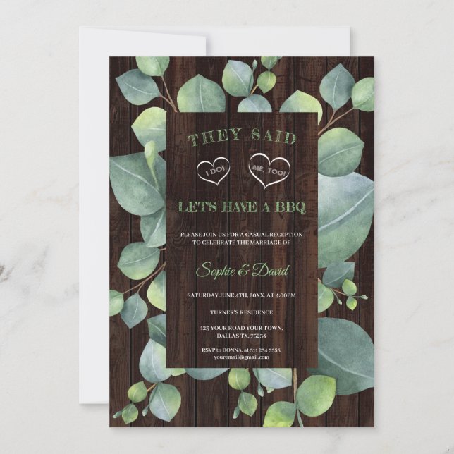 Invitation Elégant cadre Eucalyptus après que je fais Mariage (Devant)