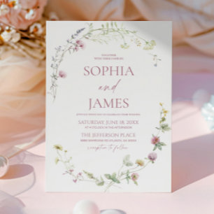 Invitation Élégant cadre floral de fleurs sauvages Mariage