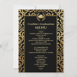 Invitation Elégant cadre or Graduation Dîner Menu