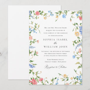 Invitation Elégant cadre Vintage Orné Mariage bohème