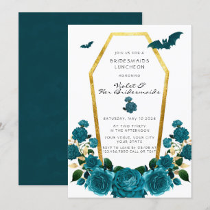 Invitation Élégant café Turquoise or Floral Bridesmaids Déjeu