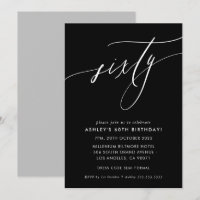 ELEGANT Calligraphie chic 60e anniversaire noir bl
