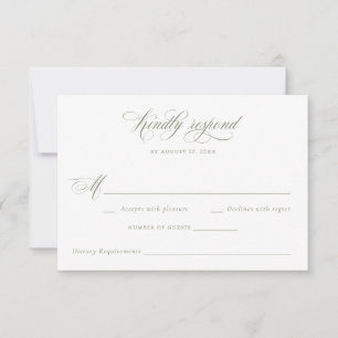 Invitation Élégant Calligraphie Script Sage Wedding RSVP