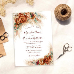 Invitation Elegant Calligraphy Romantic Floral Boho Wedding