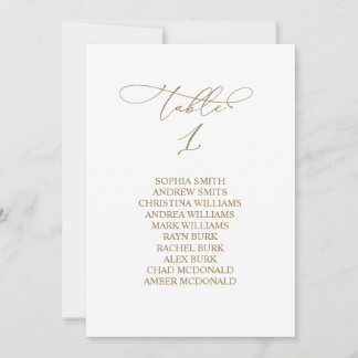 Invitation Elegant Calligraphy Table Number 1 Seating Chart