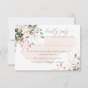 Invitation Élégant Campagne Rose Poudré Eucalyptus, Réponse R