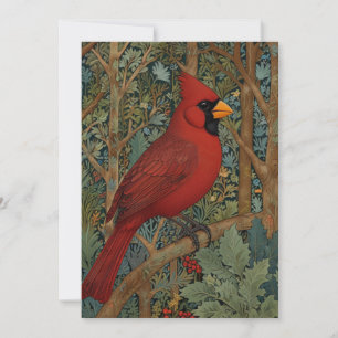 Invitation Elégant cardinal rétro Art Nouveau rouge oiseau
