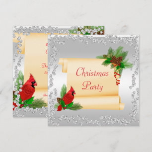 Invitation Elégant cardinal & Scroll Diamonds Noël