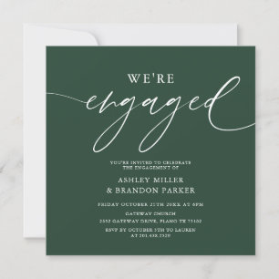 Invitation Élégant Carré du parti Emerald Green Engagement